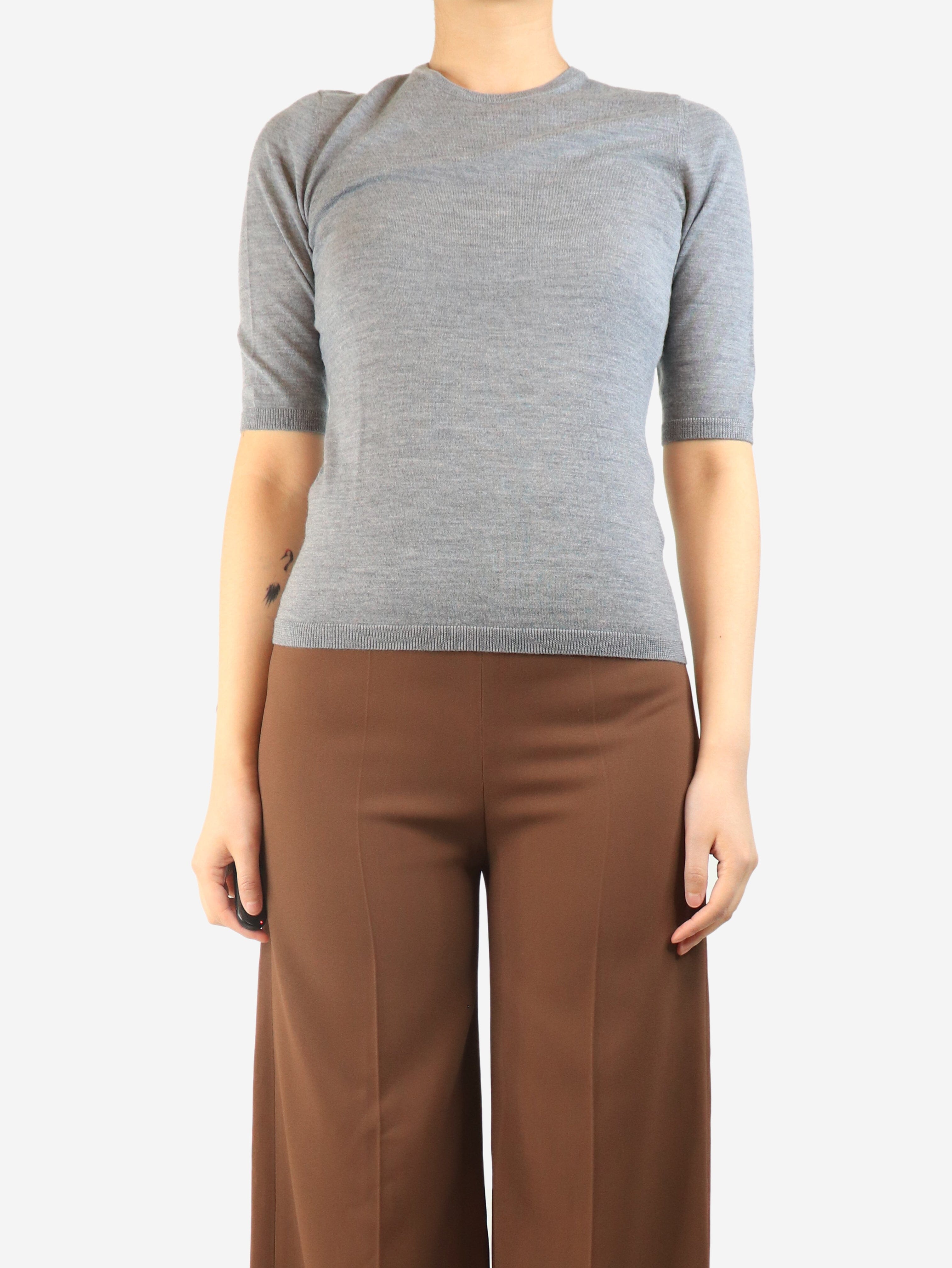 Grey short-sleeved wool top - size S Knitwear Allude 
