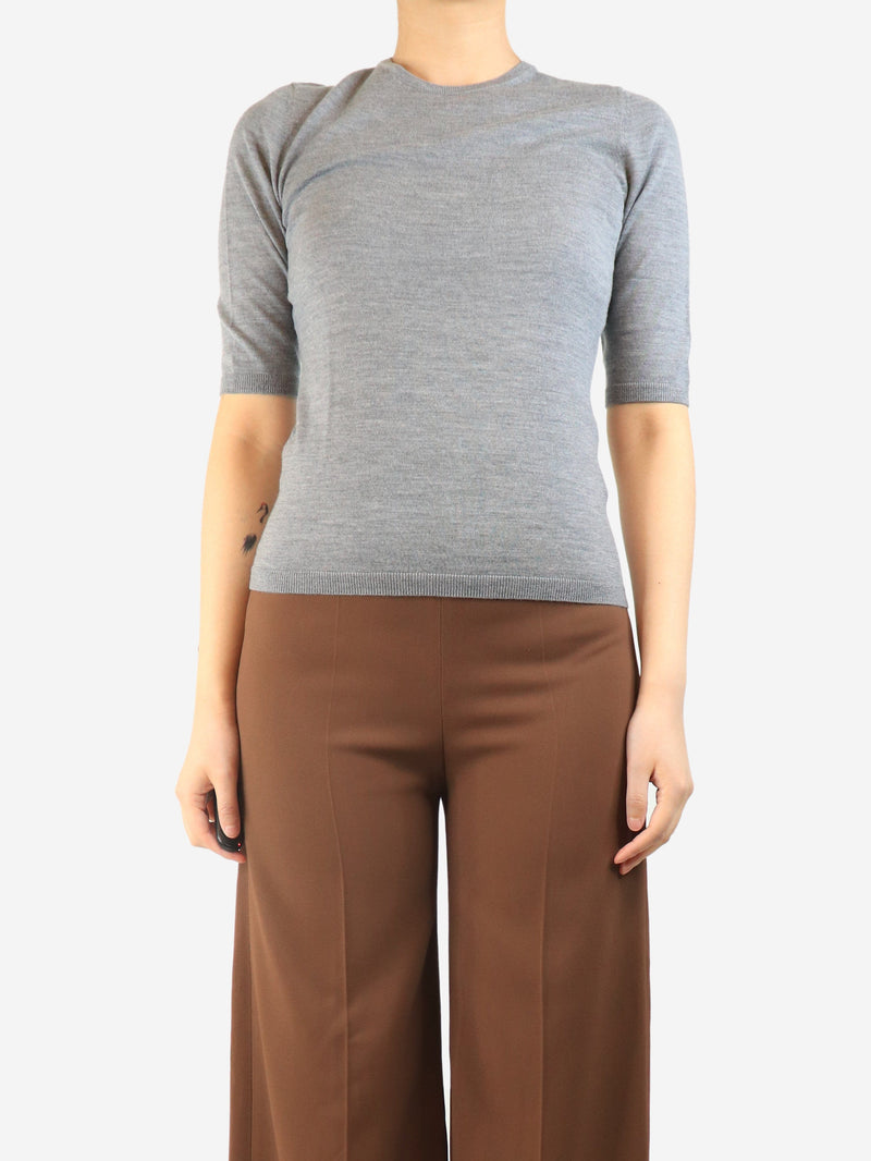 Grey short-sleeved wool top - size S Knitwear Allude 