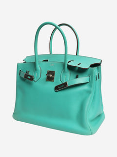 Turquoise 2008 Birkin 30 bag in Swift leather Top Handle Bags Hermes 