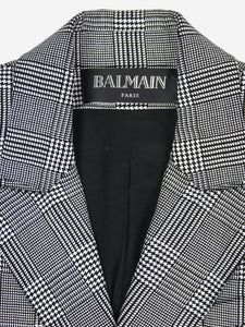 Balmain White double-breasted checkered jacket - size UK 12