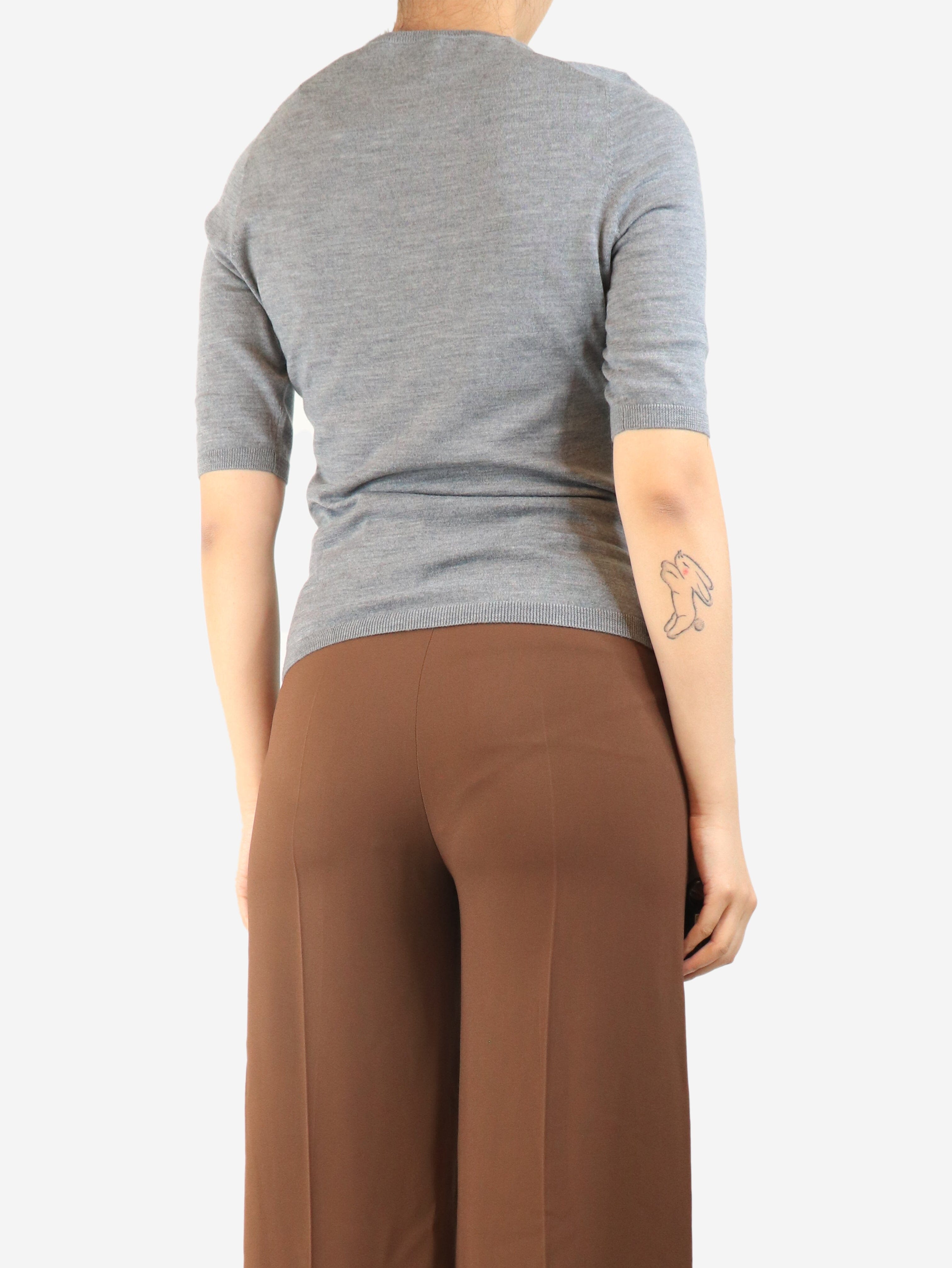 Grey short-sleeved wool top - size S Knitwear Allude 
