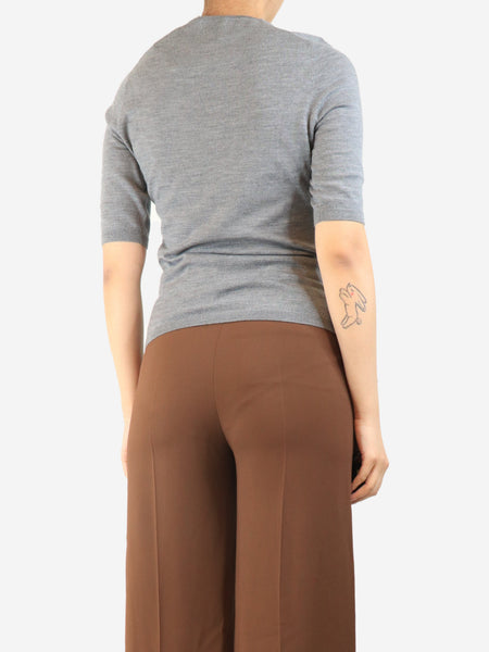 Grey short-sleeved wool top - size S alternate image