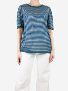 Hermes Blue striped linen top - size S