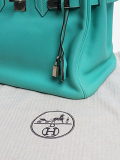 Turquoise 2008 Birkin 30 bag in Swift leather Top Handle Bags Hermes 