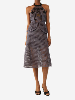 Smoked lilac embellished peplum dress - size UK 6