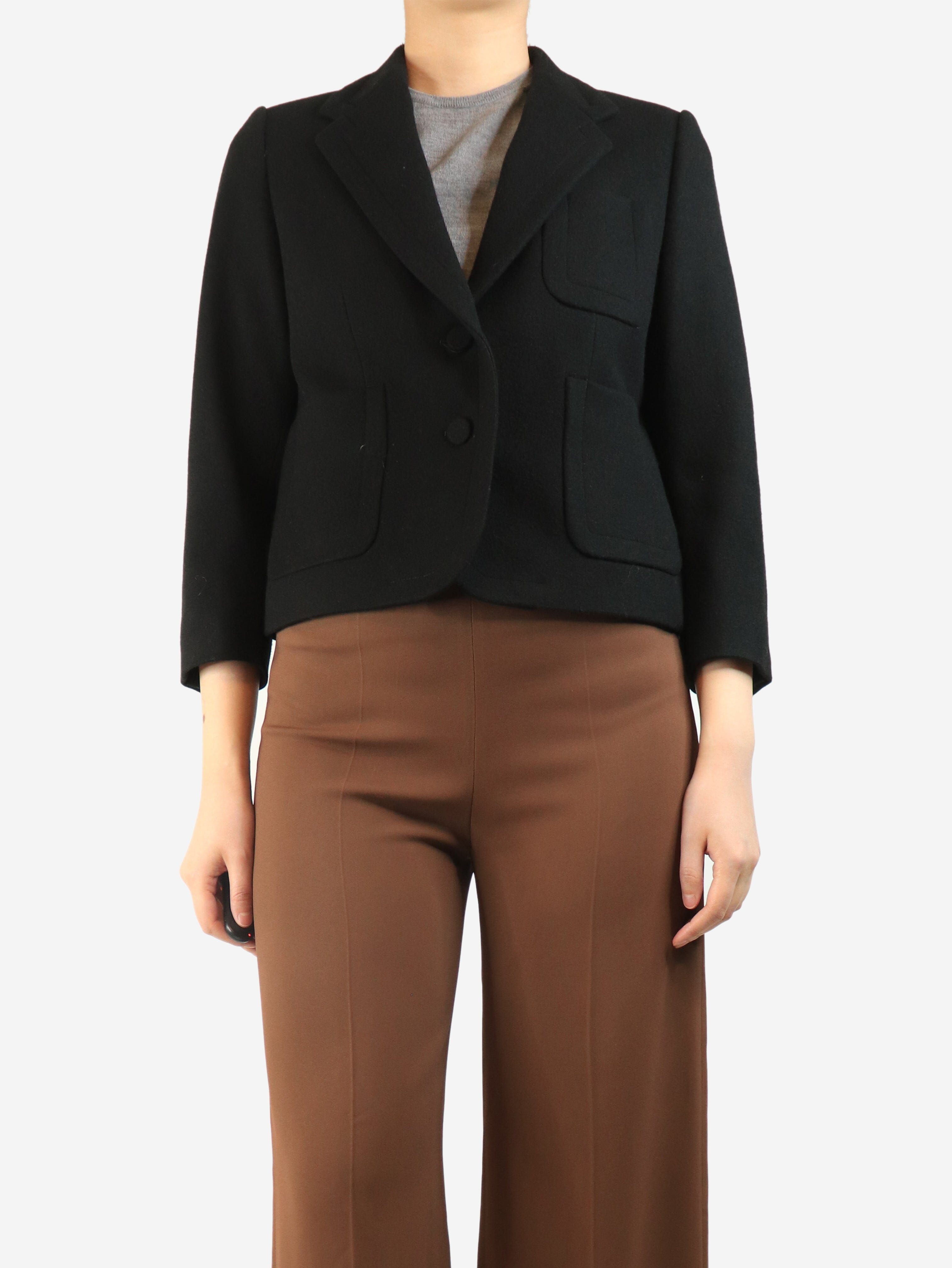 Black cropped wool jacket - size UK 10 Coats & Jackets Dries Van Noten 