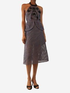 Smoked lilac embellished peplum dress - size UK 6