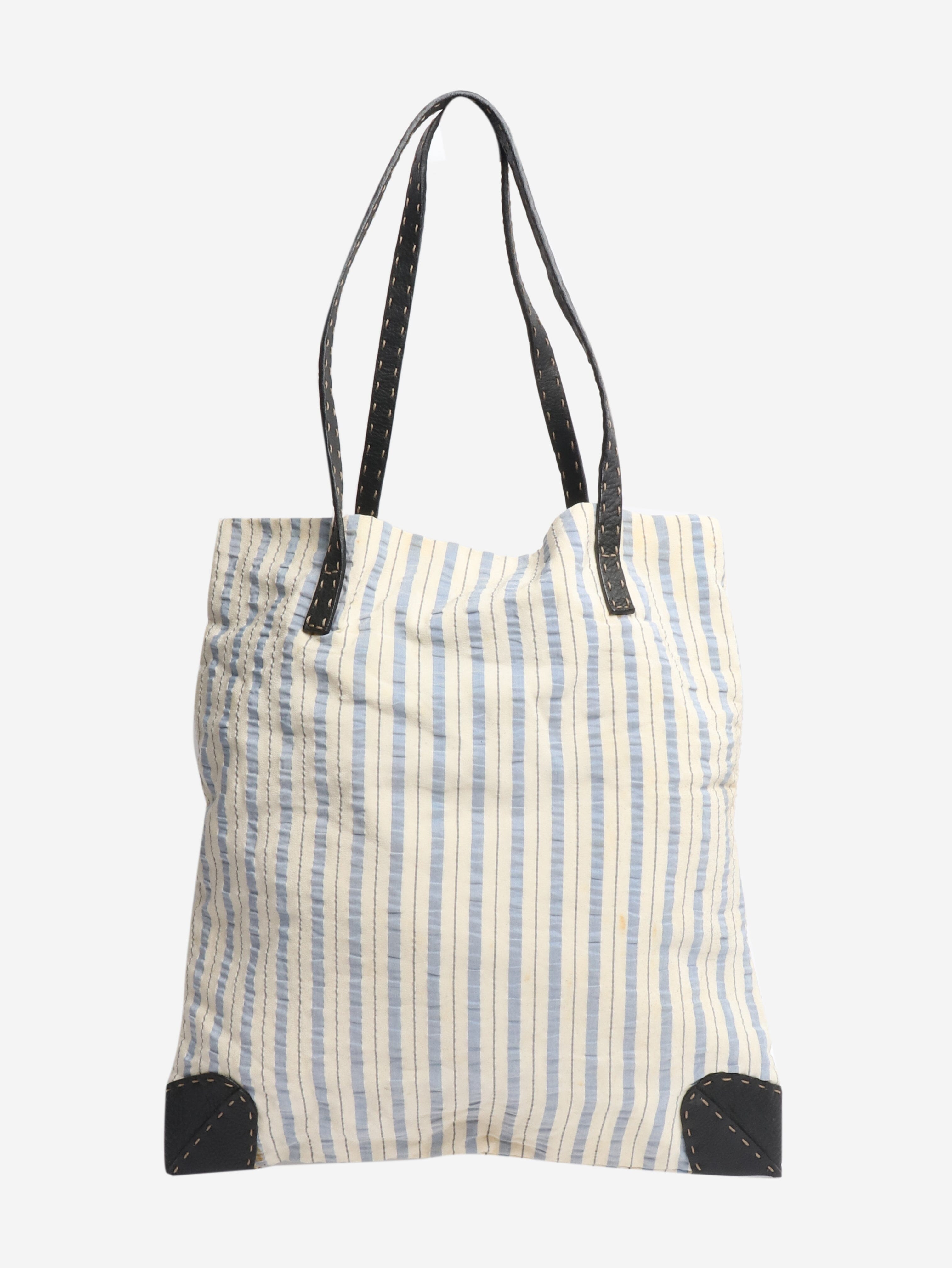 Cream and blue striped tote bag Bags Fendi 