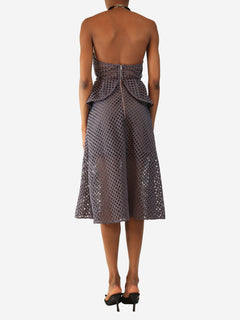 Smoked lilac embellished peplum dress - size UK 6