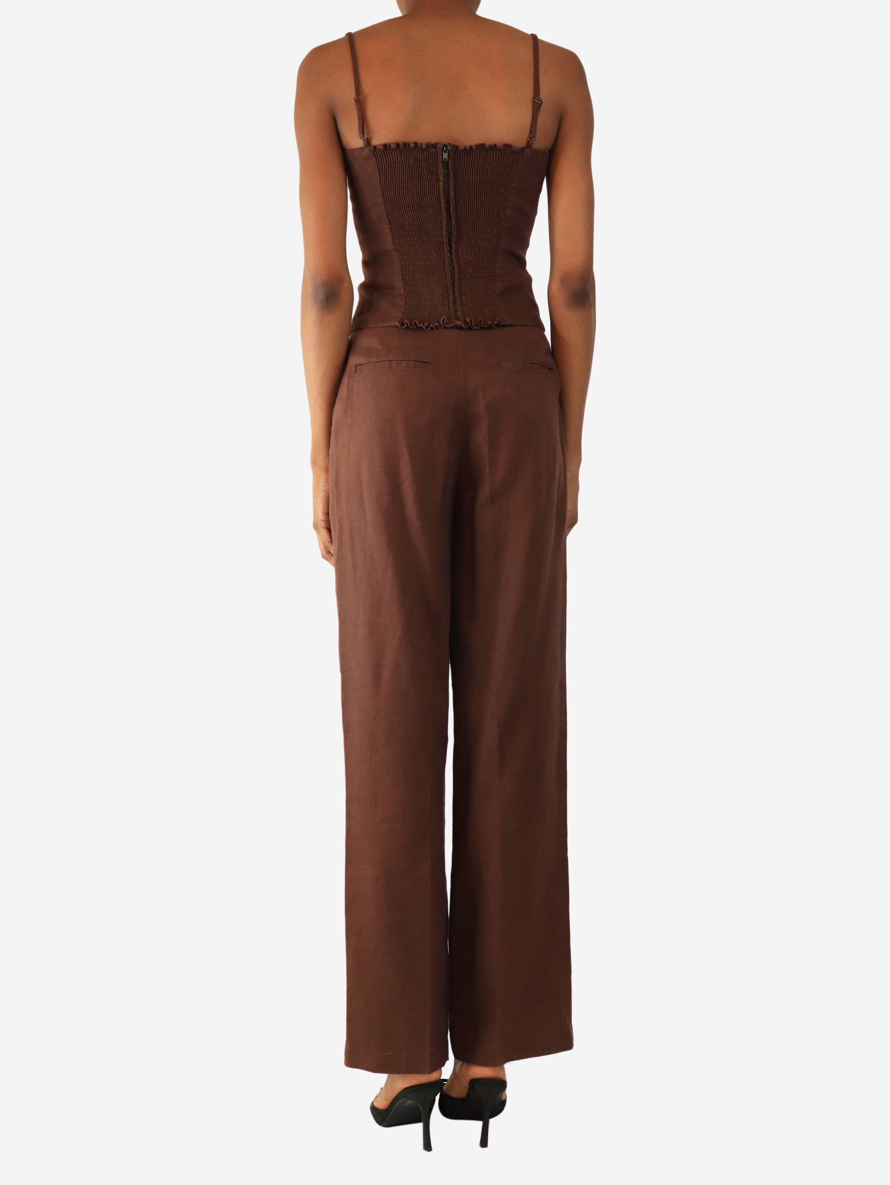 Brown linen top and pants set - size UK 4 Sets Reformation 