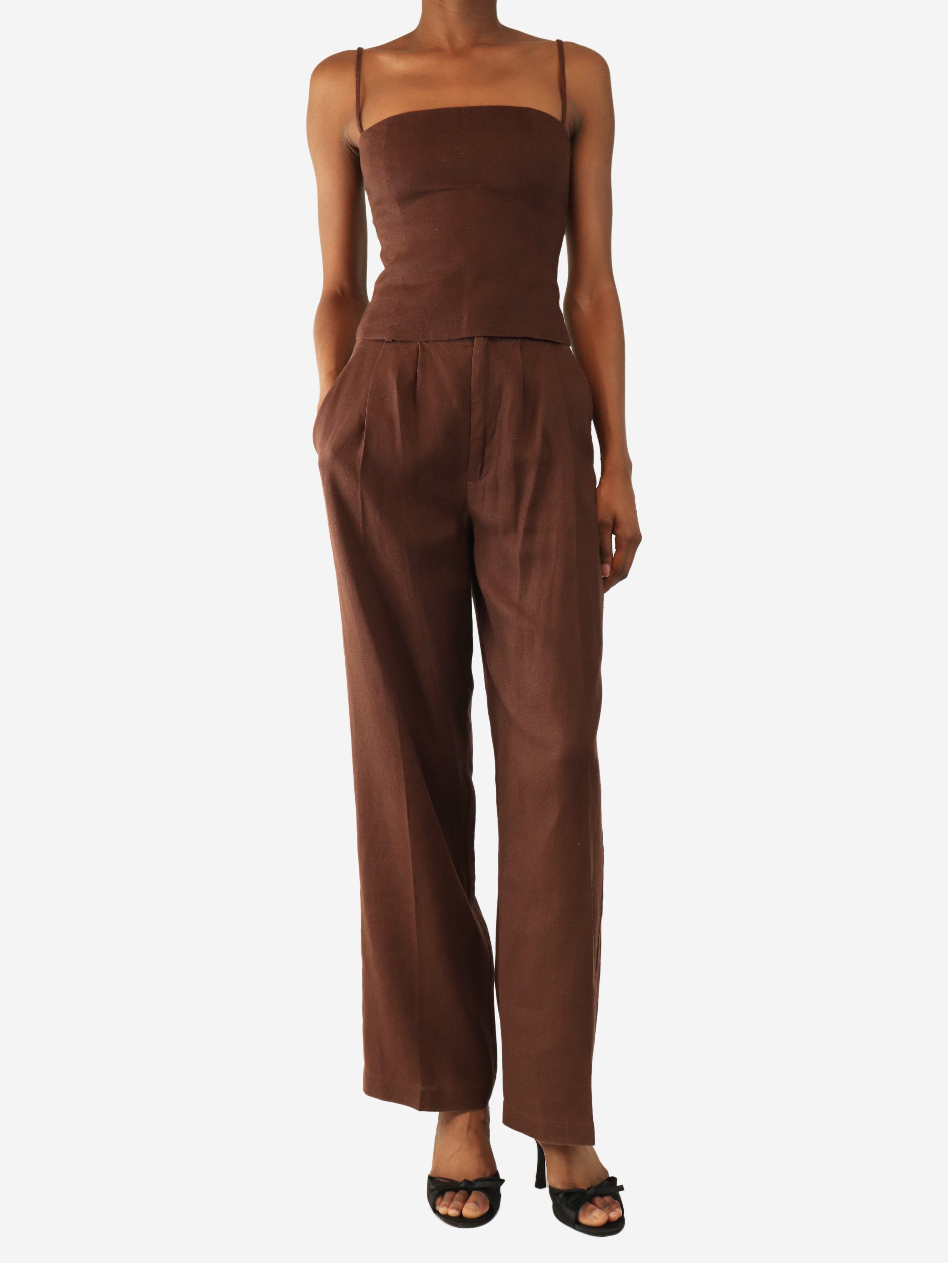 Brown linen top and pants set - size UK 4 Sets Reformation 