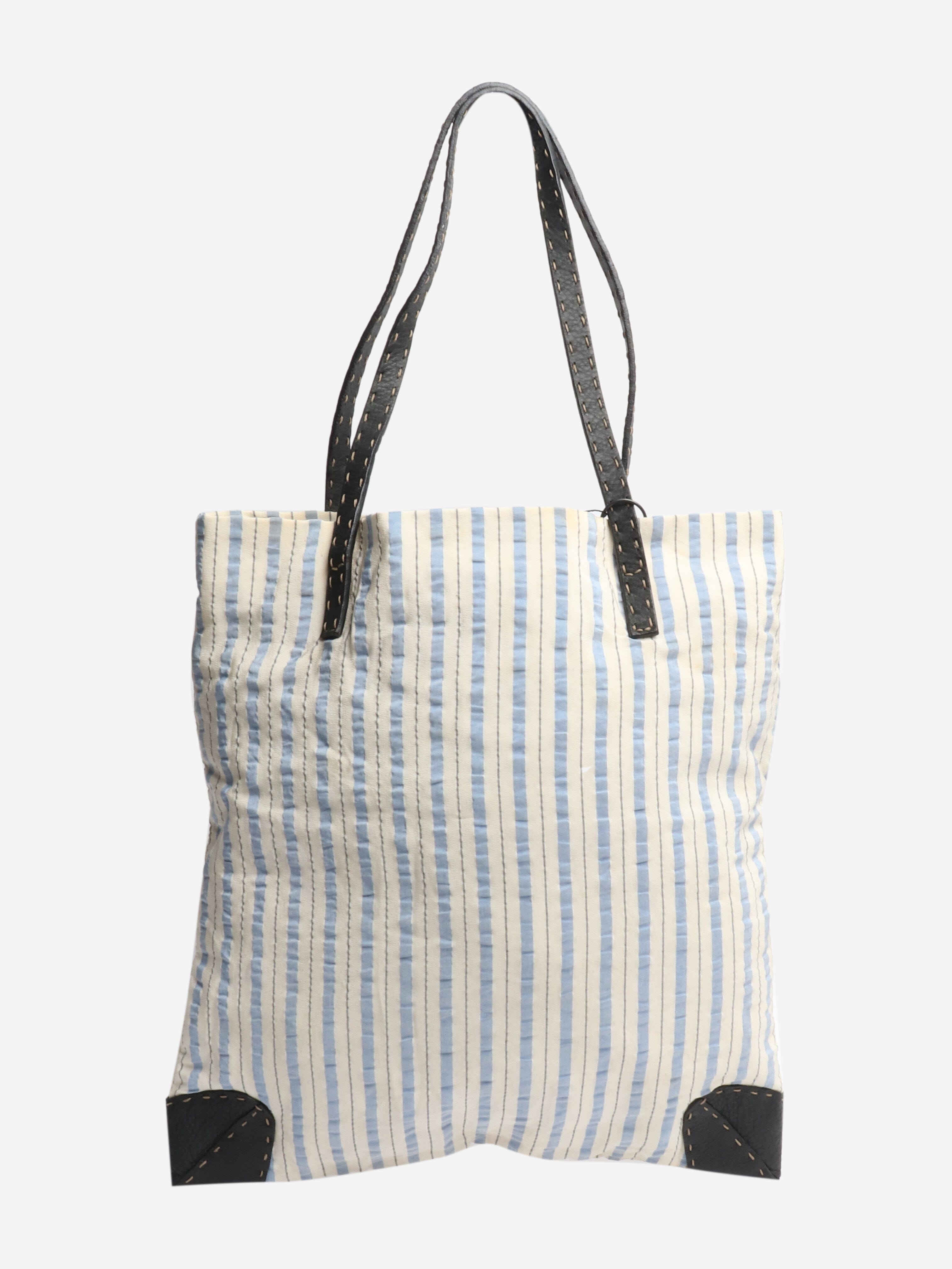Cream and blue striped tote bag Bags Fendi 