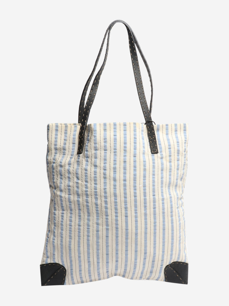 Cream and blue striped tote bag Bags Fendi 