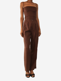 Brown linen top and pants set - size UK 4 Sets Reformation 
