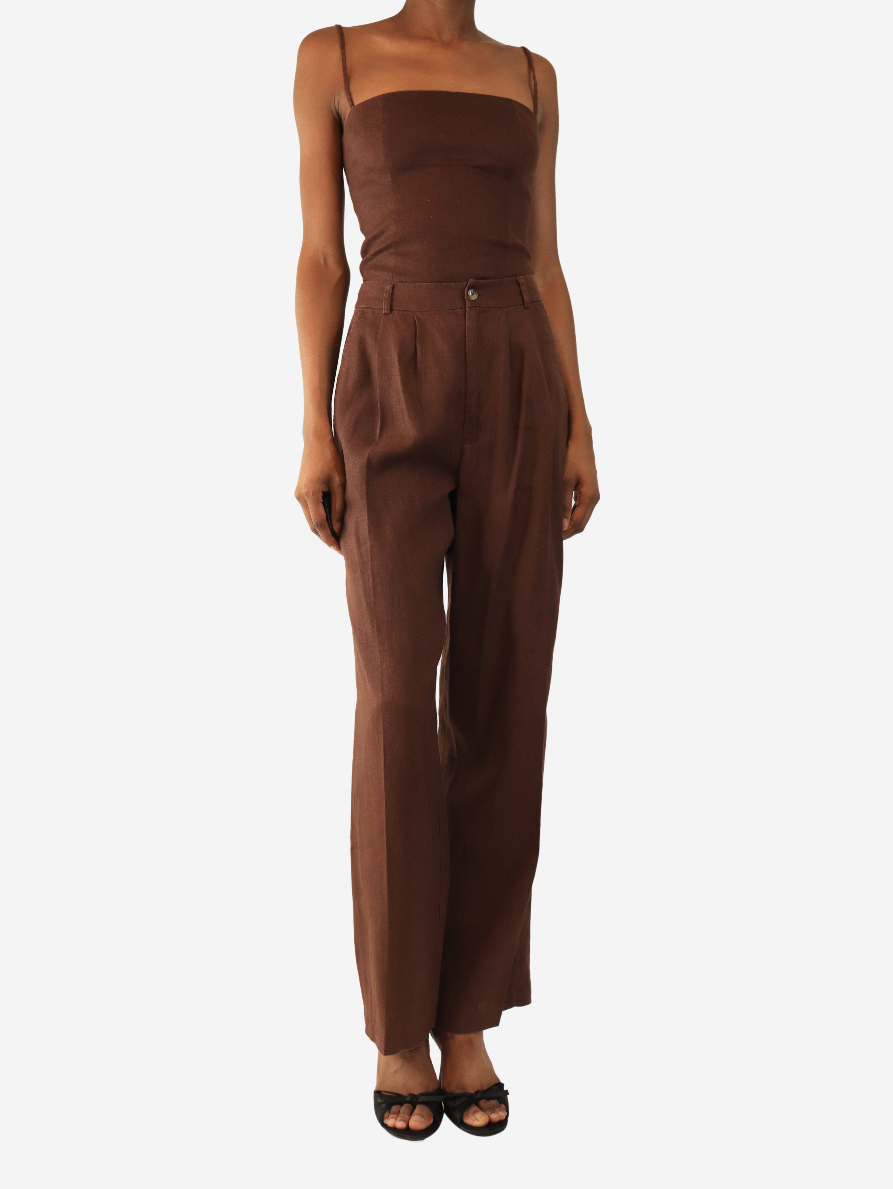 Brown linen top and pants set - size UK 4 Sets Reformation 