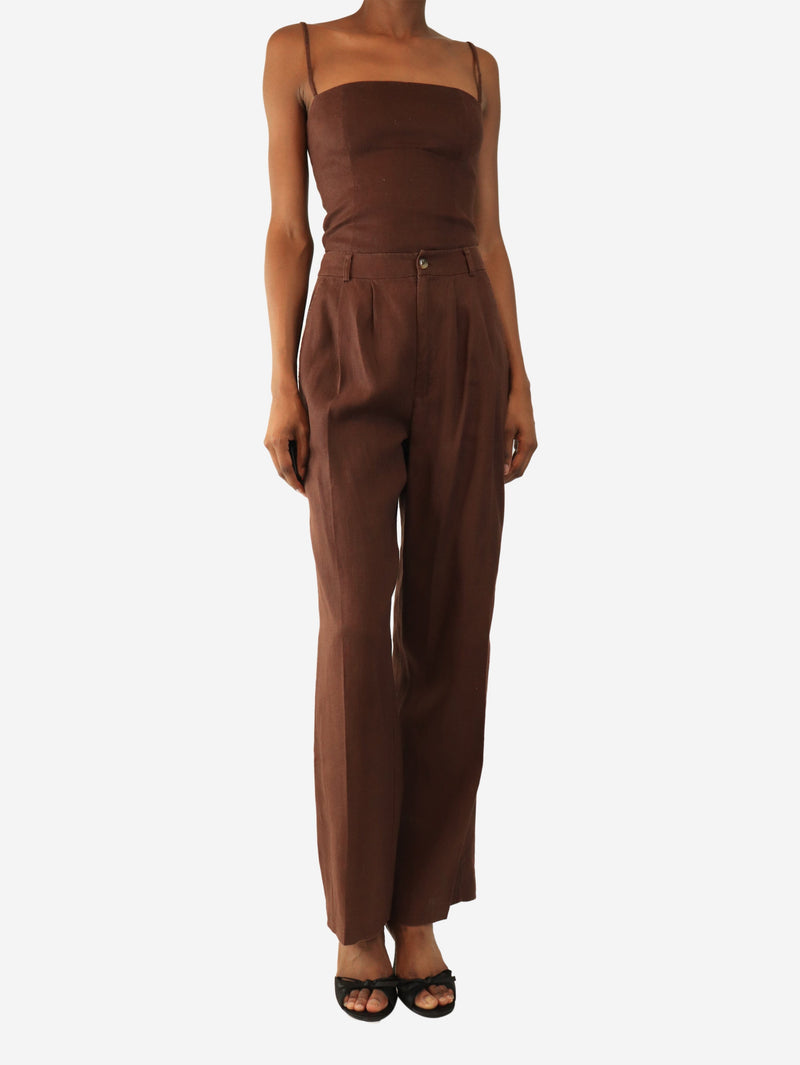 Brown linen top and pants set - size UK 4 Sets Reformation 