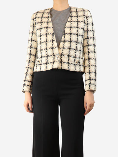 White 2019 wool plaid jacket - size UK 12 Coats & Jackets Chanel 
