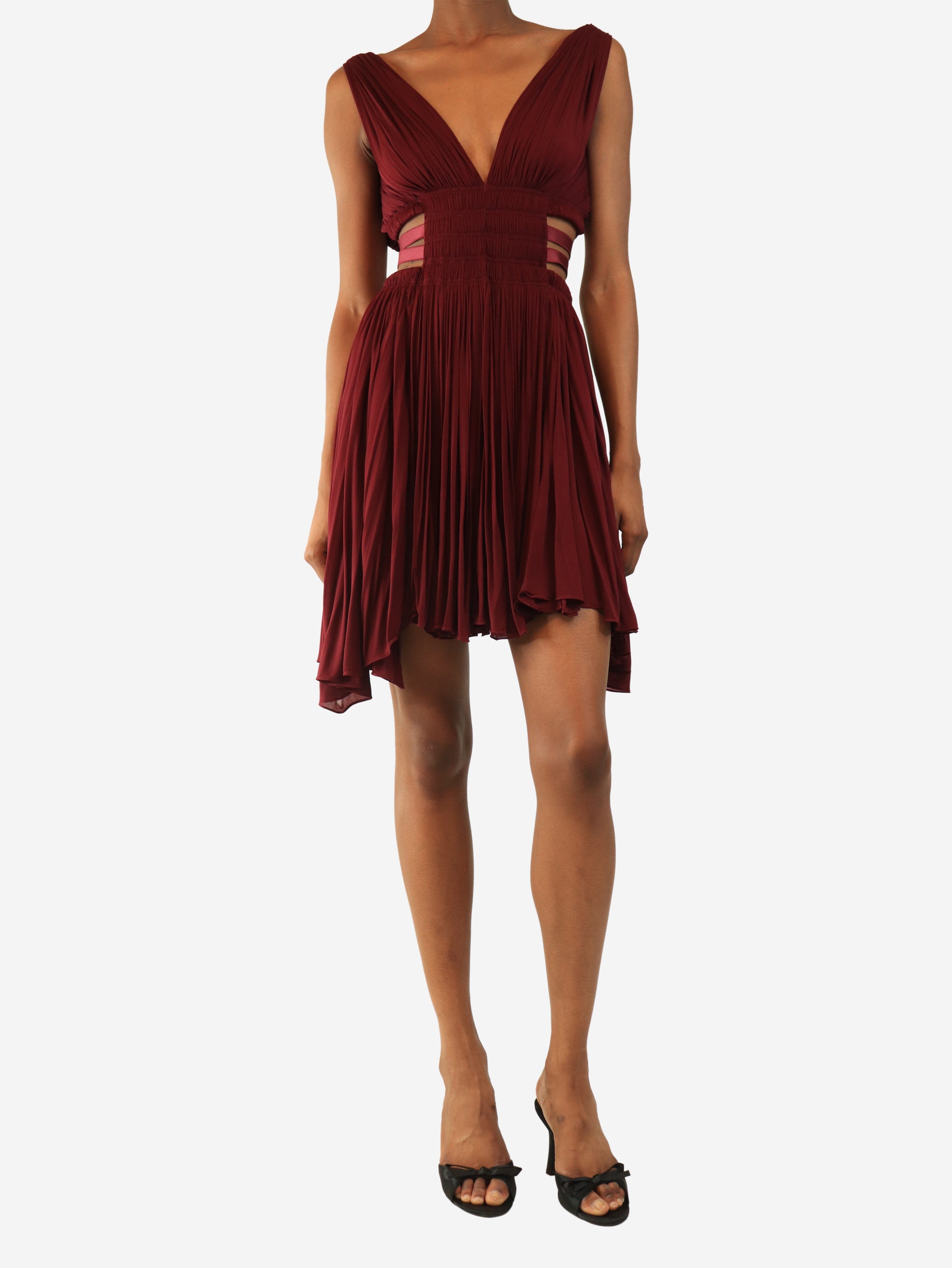 Burgundy mini cut-out dress - size UK 10 Dresses Alaia 