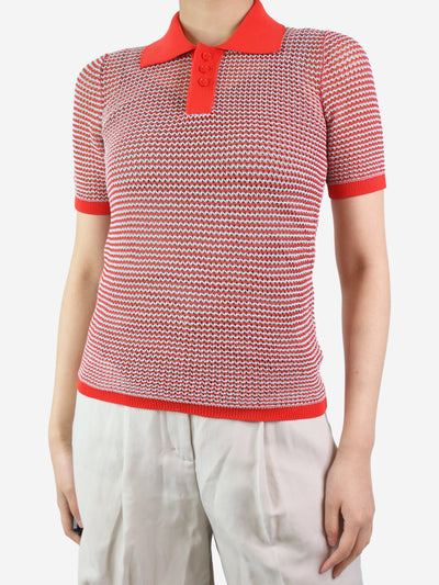 Red and Light Blue striped polo knit top - size S Tops Bottega Veneta 