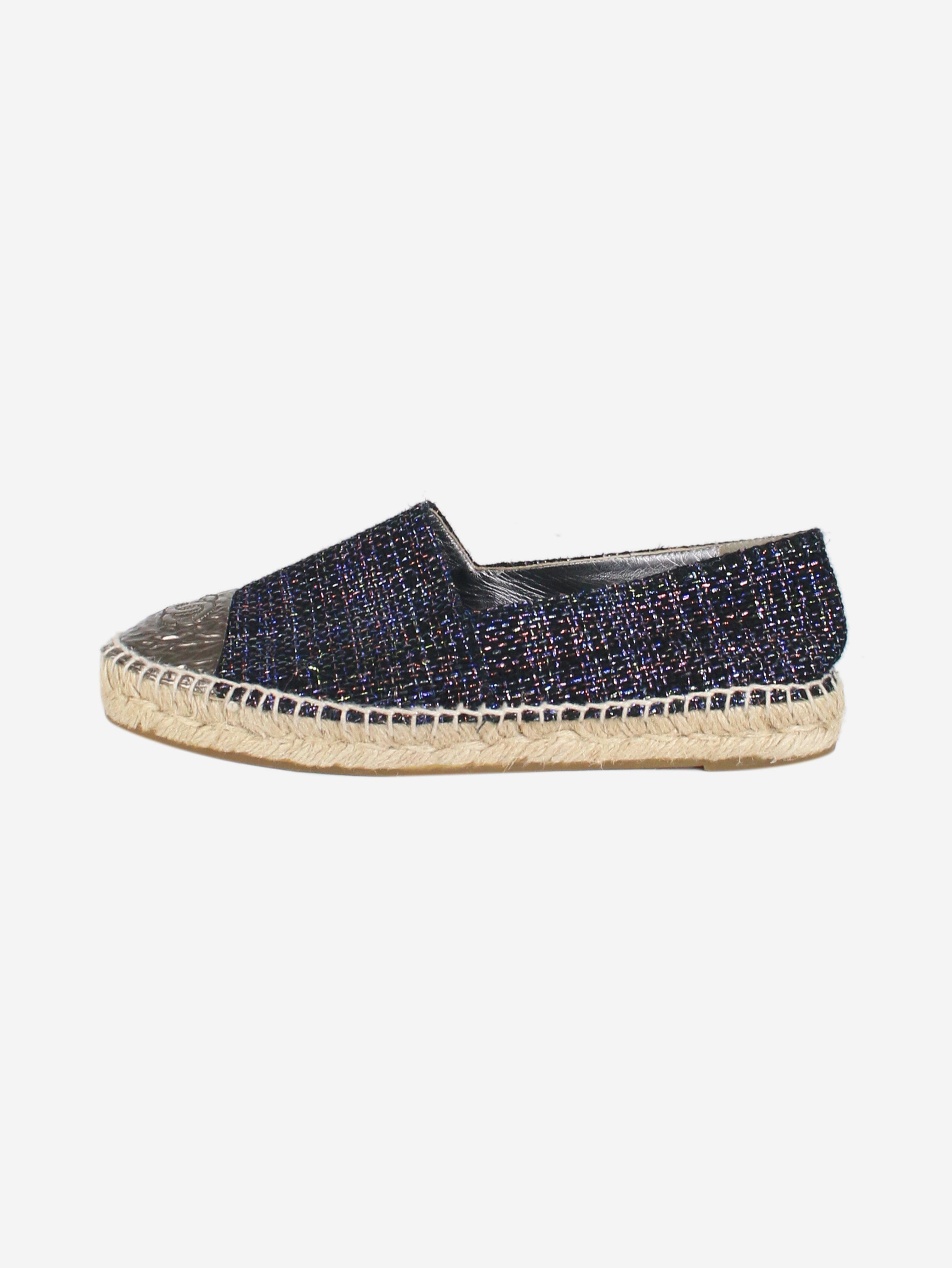 Dark blue sparkly espadrilles - size EU 38 Flat Shoes Chanel 