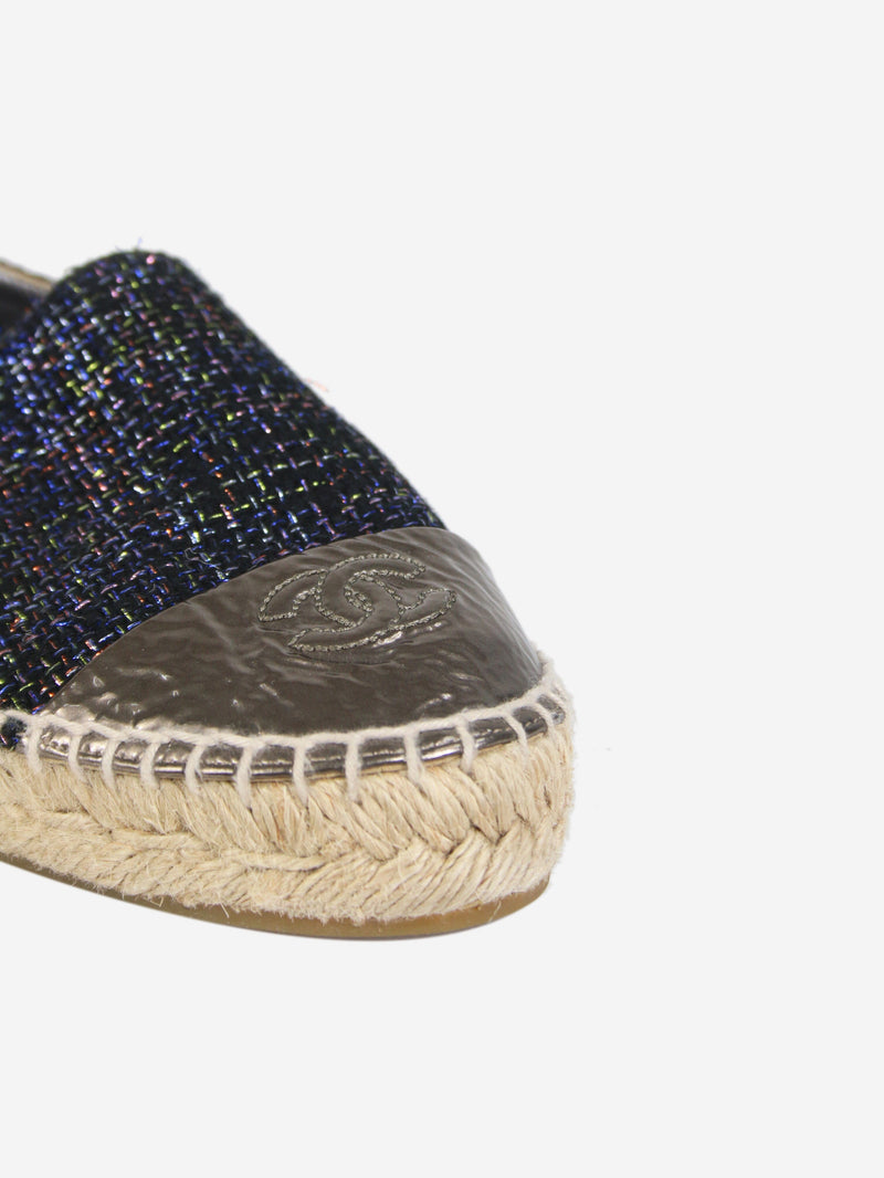 Dark blue sparkly espadrilles - size EU 38 Flat Shoes Chanel 