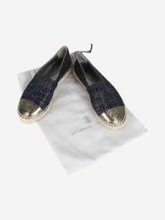 Dark blue sparkly espadrilles - size EU 38 Flat Shoes Chanel 