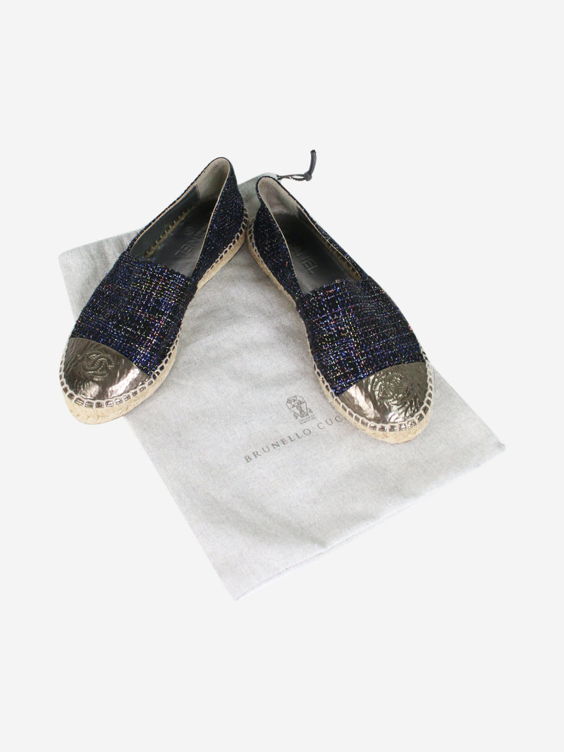 Dark blue sparkly espadrilles - size EU 38 Flat Shoes Chanel 
