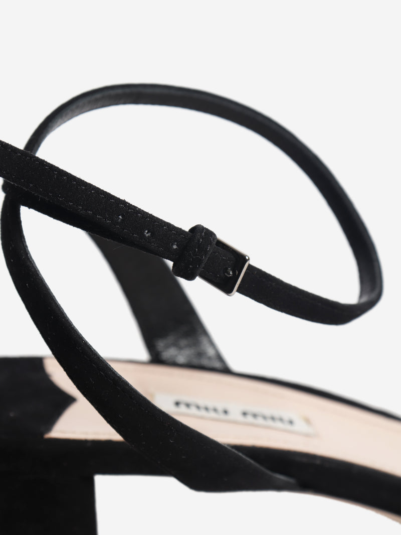 Black suede sandal heels - size EU 41