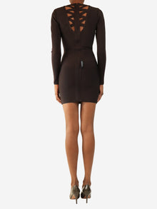 Brown criss cross front mini dress - size XS Dresses Herve Leger 
