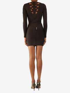 Brown criss cross front mini dress - size XS