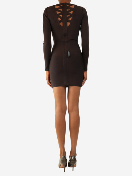 Brown criss cross front mini dress - size XS alternate image