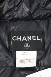 Chanel Black hooded puffer jacket - size UK 8