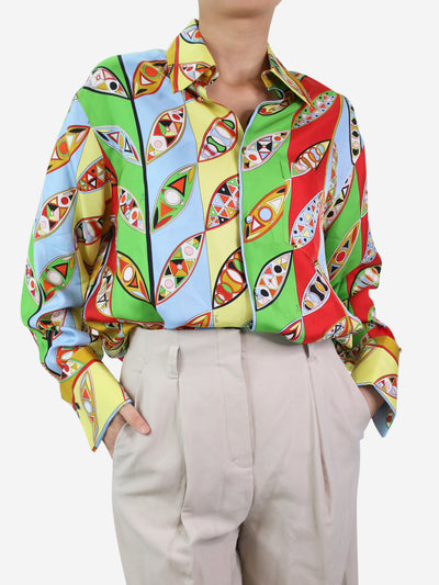 Multicoloured printed silk shirt - size UK 10 Tops Emilio Pucci 