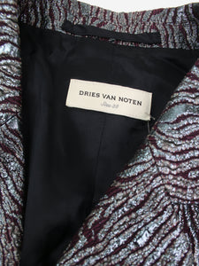 Dries Van Noten Purple metallic patterned blazer - size UK 10