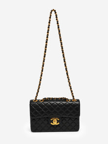 Black vintage 90s lambskin Jumbo Classic Single Flap bag Shoulder bags Chanel 