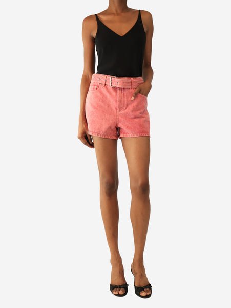 Pink acid wash shorts - size UK 8 alternate image