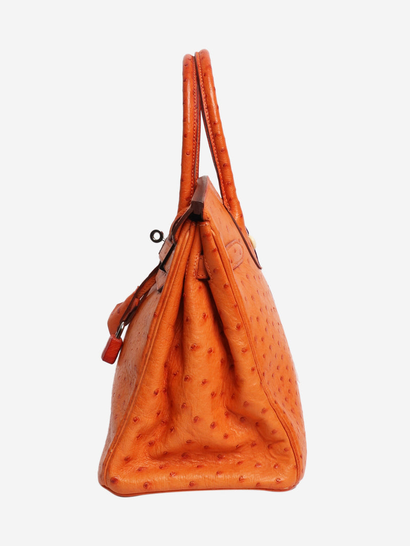 Orange Birkin 30 bag in Ostrich leather Top Handle Bags Hermes 