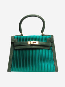 Hermes Green vintage 1991 satin pleated mini Kelly 20 bag
