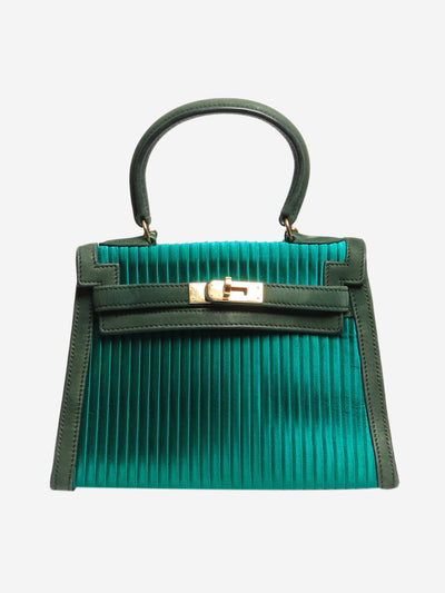 Green vintage 1991 satin pleated mini Kelly 20 bag Top Handle Bags Hermes 