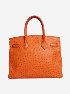Orange Birkin 30 bag in Ostrich leather Top Handle Bags Hermes 