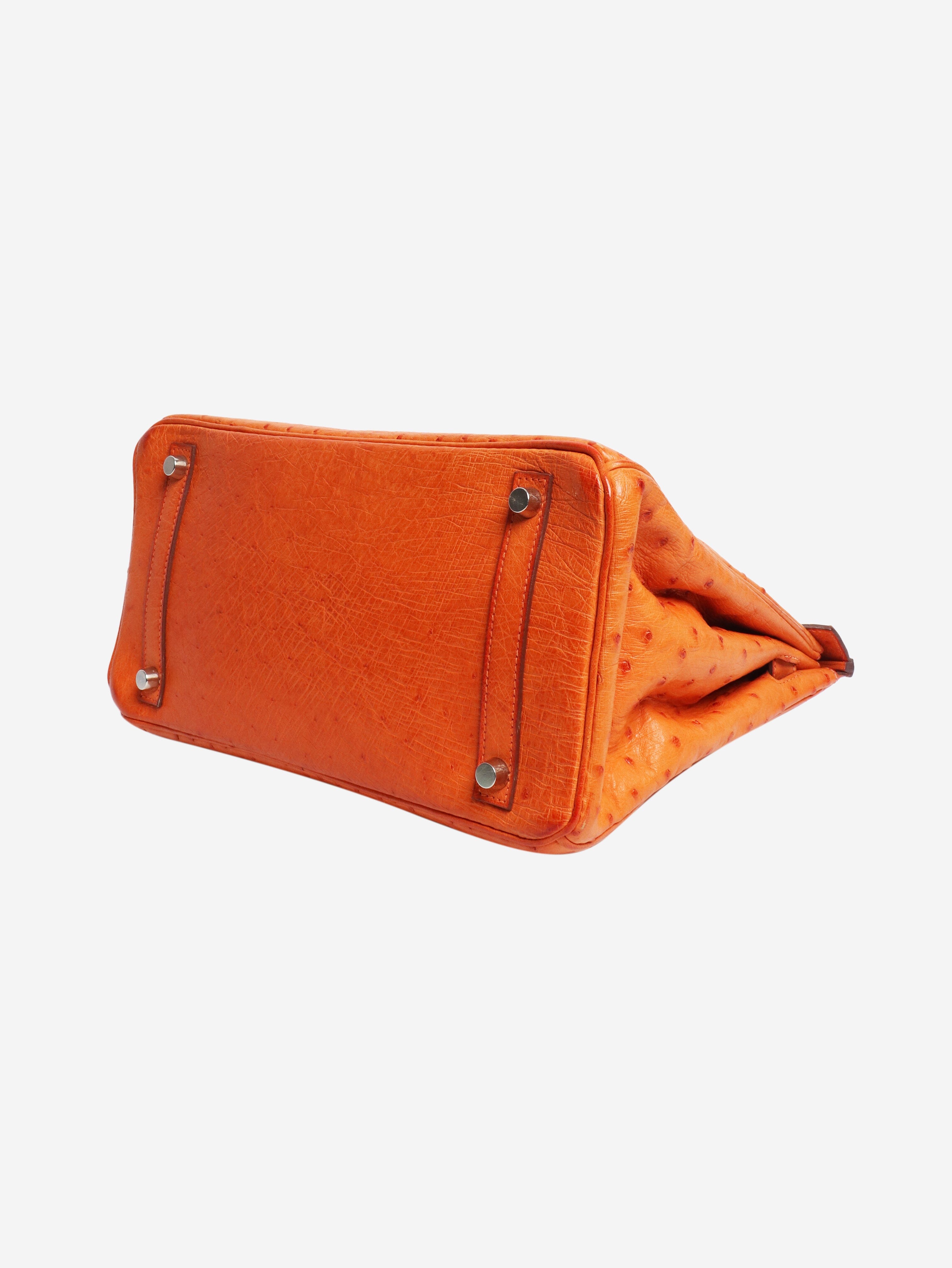 Orange Birkin 30 bag in Ostrich leather Top Handle Bags Hermes 