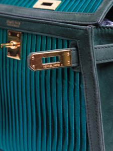 Hermes Green vintage 1991 satin pleated mini Kelly 20 bag