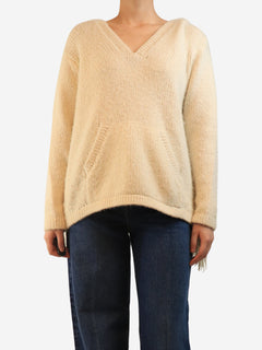 Cream cashmere fringed hoodie - size S Tops Gabriela Hearst 