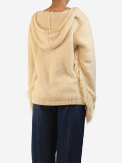 Cream cashmere fringed hoodie - size S Tops Gabriela Hearst 