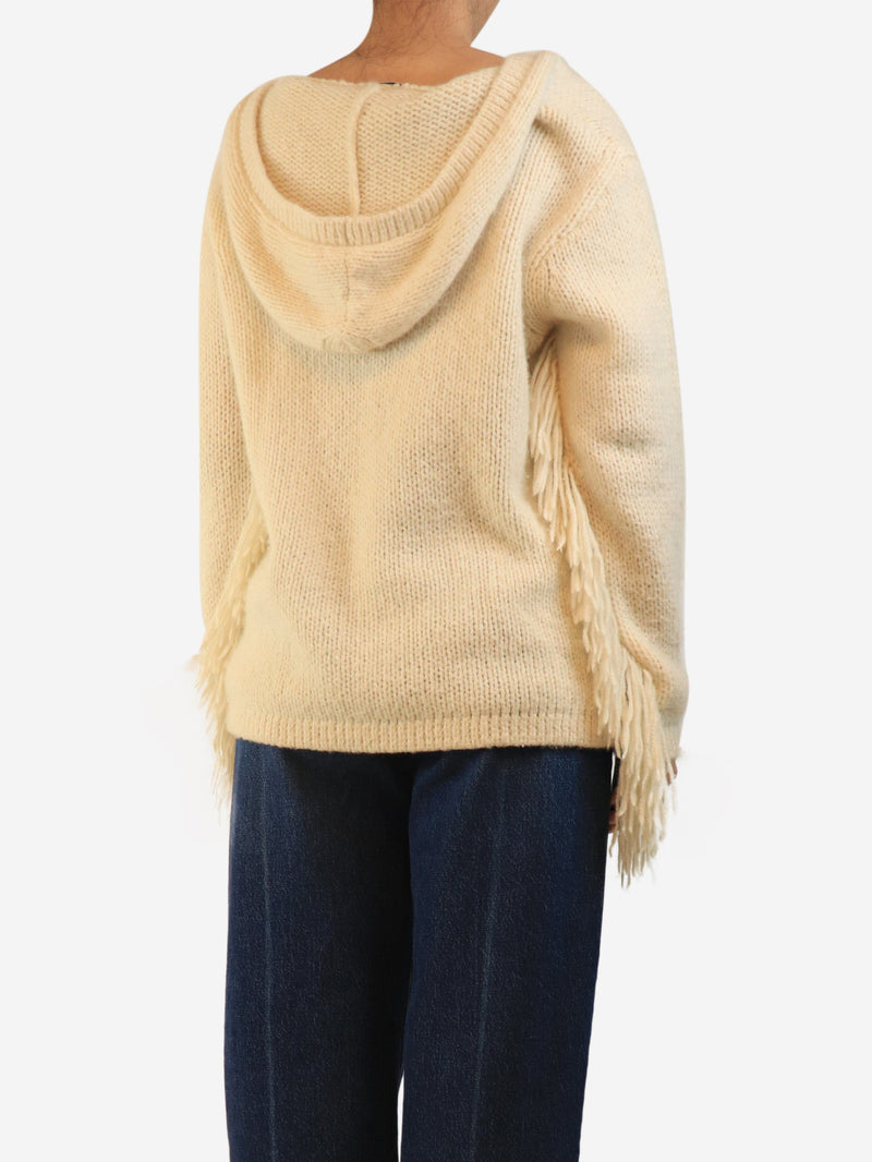 Cream cashmere fringed hoodie - size S Tops Gabriela Hearst 