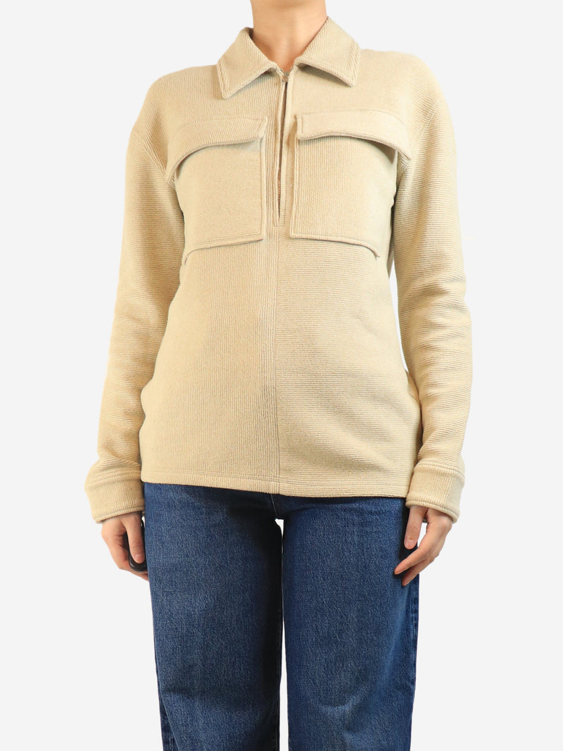 Neutral half-zip pocket jumper - size S Knitwear Victoria Victoria Beckham 