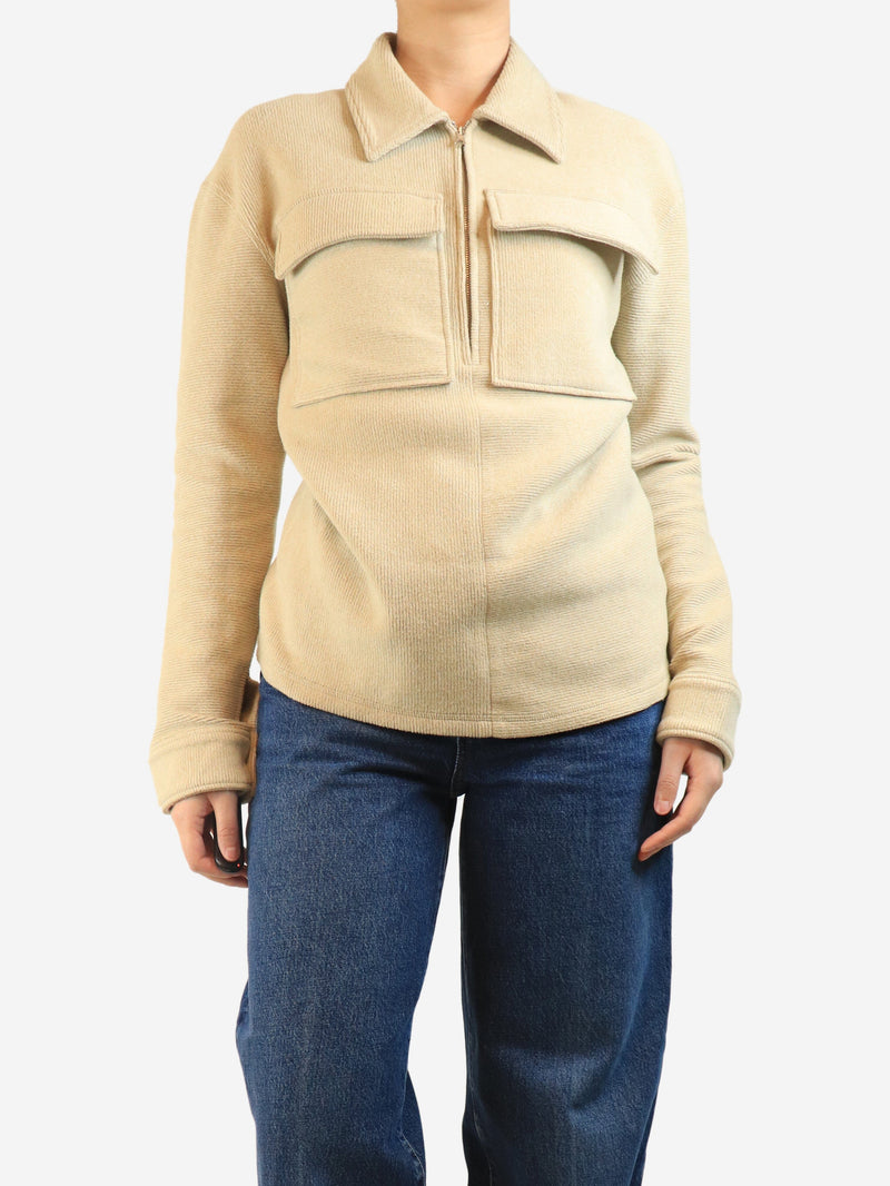 Neutral half-zip pocket jumper - size S Knitwear Victoria Victoria Beckham 