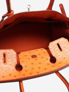 Orange Birkin 30 bag in Ostrich leather Top Handle Bags Hermes 