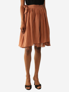 Burnt rose silk wrap mini skirt - size UK 8