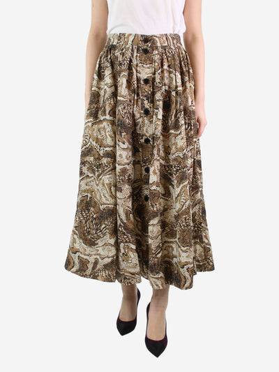 Brown animal print midi skirt - size UK 12 Skirts Ganni 
